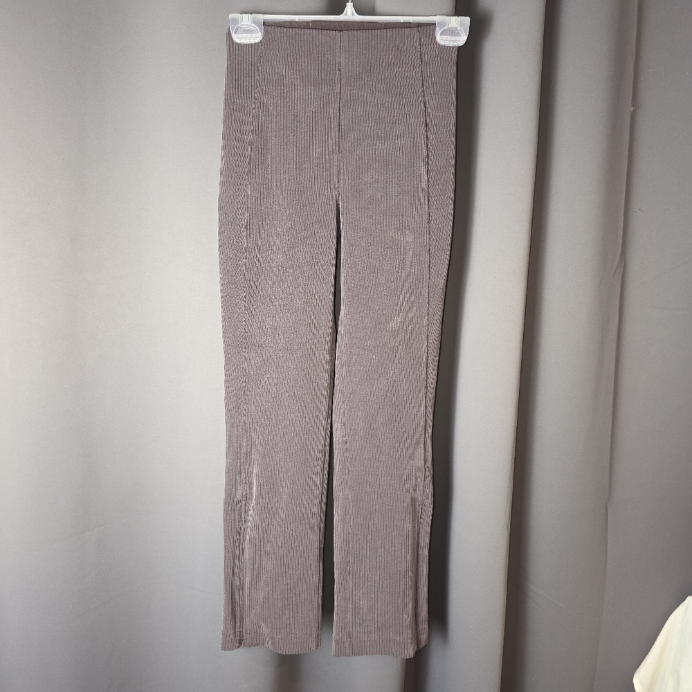 Lululemon Ribbed Split Hem High Rise Pants Women’s 2 Brown Stretch Yoga Lounge
